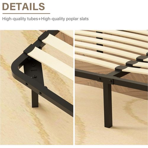 Ensemble Matelas Mousse 140x190 cm Epaisseur 28 cm + Cadre à lattes 9 pieds