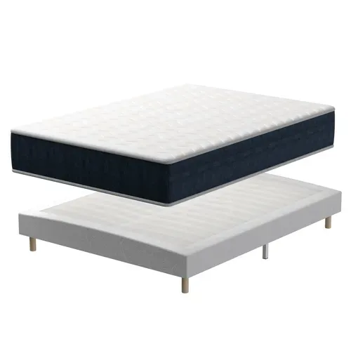 Ensemble Matelas Mousse + Sommier tapissier 140x190 Cm épaisseur 32cm
