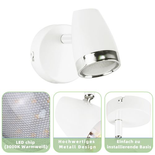 Lot De 5 Spot De Plafond 1 Flamme 4w Lampe De Plafond Blanc Orientable 350° Salon