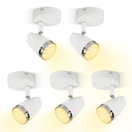 Lot De 5 Spot De Plafond 1 Flamme 4w Lampe De Plafond Blanc Orientable 350° Salon
