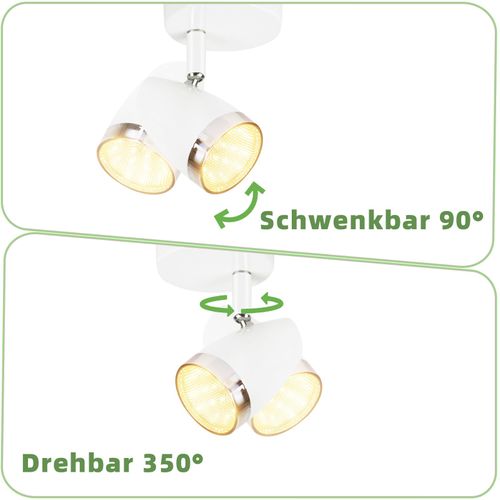 Lot De 5 Spot De Plafond 1 Flamme 4w Lampe De Plafond Blanc Orientable 350° Salon
