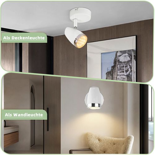 Lot De 5 Spot De Plafond 1 Flamme 4w Lampe De Plafond Blanc Orientable 350° Salon