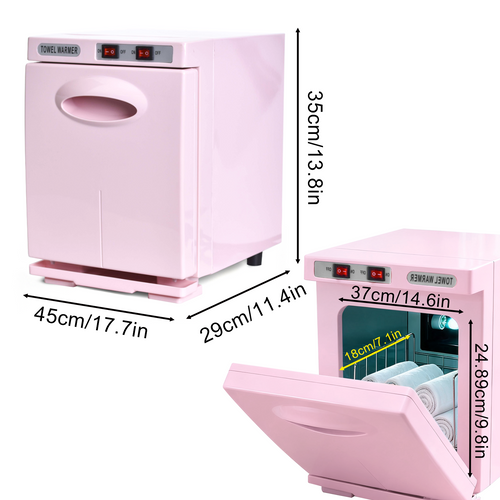 Chauffe-serviettes 5l Température Élevée 82° Sèche-serviettes Uv Pour Salons De Beauté Spas Rose