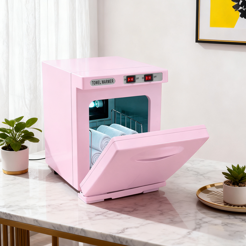 Chauffe-serviettes 5l Température Élevée 82° Sèche-serviettes Uv Pour Salons De Beauté Spas Rose