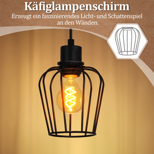 Suspension 4 Lumières Plafonnier Vintage E27 Pour Cuisine  Salle à Manger Ampoules Non Incluses