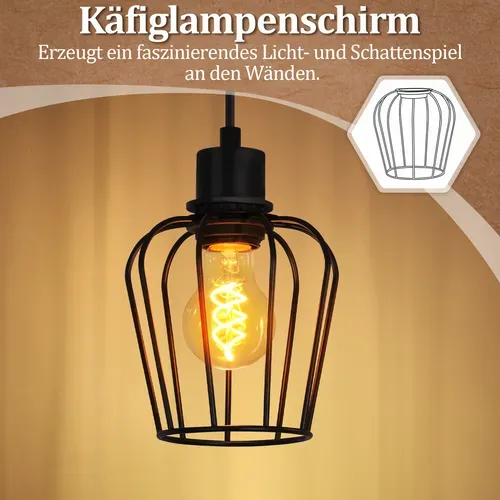 Suspenssion 2 Lumières Plafonnier Vintage E27 Pour Cuisine  Salle à Manger Ampoules Non Incluses