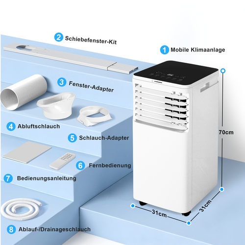 Climatiseur Mobile 3-en-1 9000 Btu 980w Avec Télécommande
