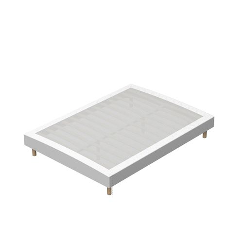Sommier Tapissier 140x190 Cm, 4 Pieds En Bois, 2 Pieds Centraux Réglables (en Fer), 2x14 lattes
