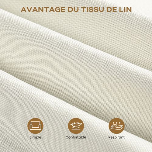 Canapé 2 Places Scandinave En Tissu Lin Beige,structure En Bois,107x60x76 Cm