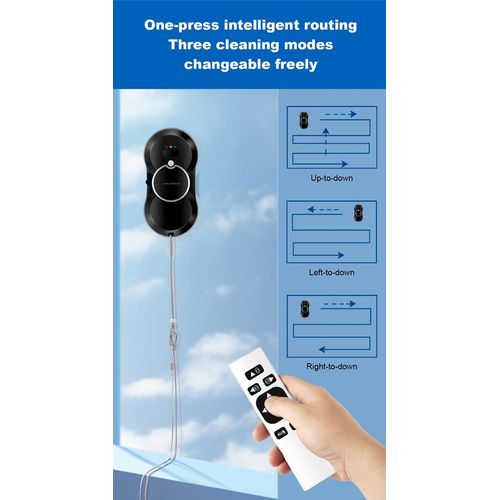 Robot Nettoyeur vitres Hcr-10, Réservoir D'eau 30 Ml Aspiration  2800 Pa - Noir