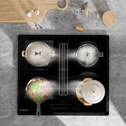 Table Induction Aspirante Linarie Tulle Lin60dai1f2z 4 Foyers Dont 1 Flex Zone - Encastrable 60 Cm