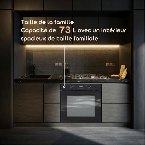 Four Encastrable Émail Lisse Labo73mb2 73 Litres Multifonctions 2 Plats Couleur Noir