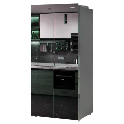 Réfrigérateur Congélateur 4 Portes Lscd430mir 418 Litres Meribel Verre Miroir Fumé