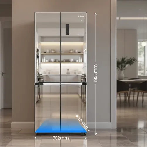 Réfrigérateur Congélateur 4 Portes Lscd430mir 418 Litres Meribel Verre Miroir Fumé