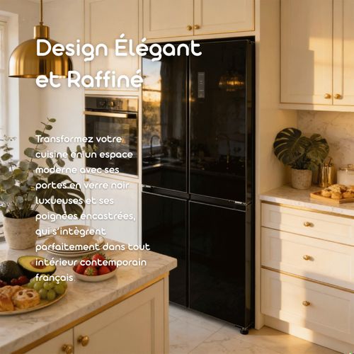 Réfrigérateur Congélateur Multi-portes Lscd430black 418 Litres - Verre Noir