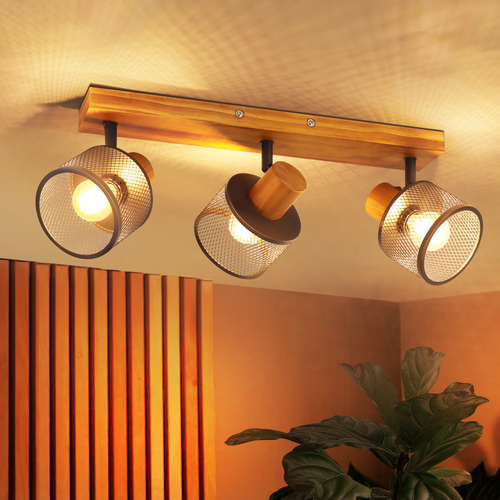 Spot 3 Lumières Noir E14 Lampe De Plafond Vintage Orientable À 350° Pour Cuisine
