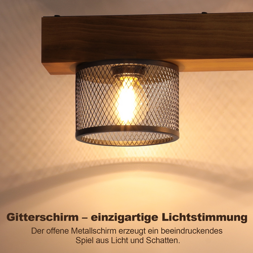 Suspension 4 Lumières Suspension Noire Bois Luminaire Suspendu Pour Salle à Manger（sans Ampoule）