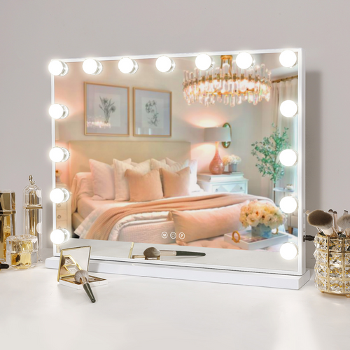 Miroir de maquillage hollywood coiffeuse mural avec lumineux 58x46cm