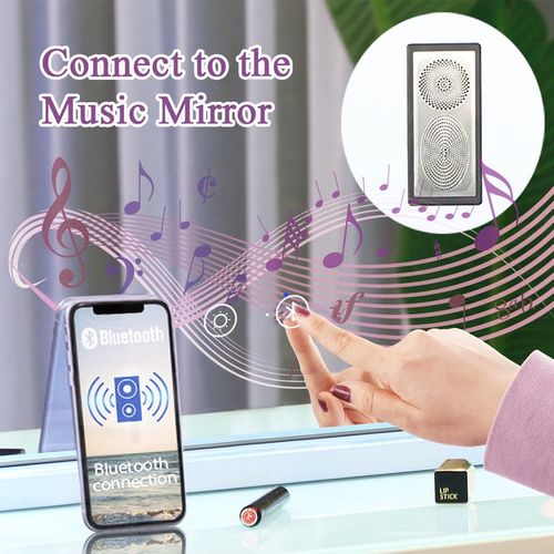 Miroir De Maquillage Hollywood Coiffeuse Mural Avec Lumineux 80x58cm - Enceinte Bluetooth