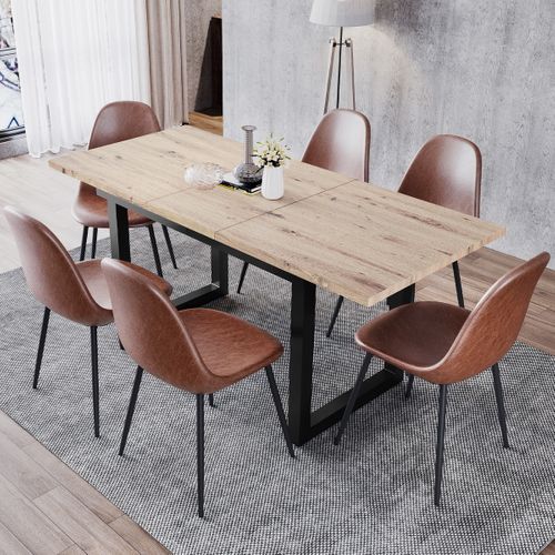 Table à Manger Extensible à Allonge Papillon Intégrée