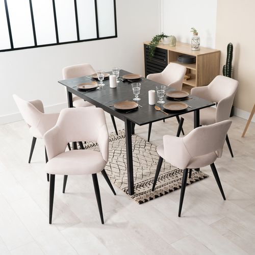 Ensemble table et chaises de salle à manger (ensemble de 7 pièces),avec pieds de table en métal design,comprenant 6 chaises | Leroy Merlin