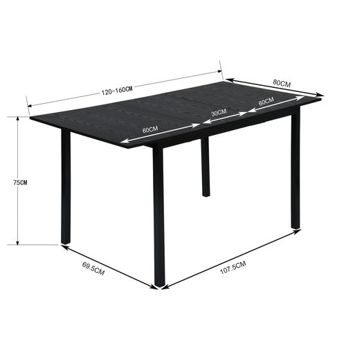 Table Salle à Manger Extensible Avec 6 Chaises Design Ensemble De 7 Meubles, Noir + Vert