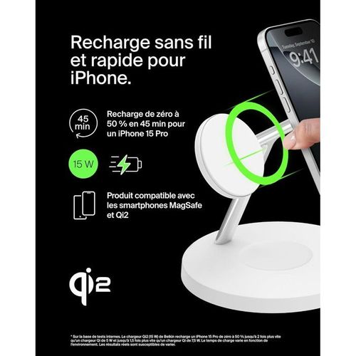 Station De Recharge 3-en-1 Magsafe Qi2 – 15w, Apple Watch, Airpods