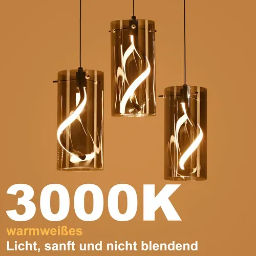 Suspension LED 3 Flamme Noir 150 Cm 23w Hauteur Réglable Suspendue Salon Chambre