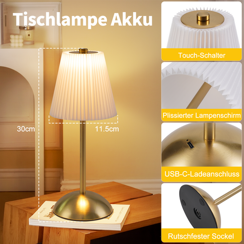 Lampe de Chevet LED Lot De 2 Blanche Sans Fil - Lampe Intensité Variable Avec 3 Températures