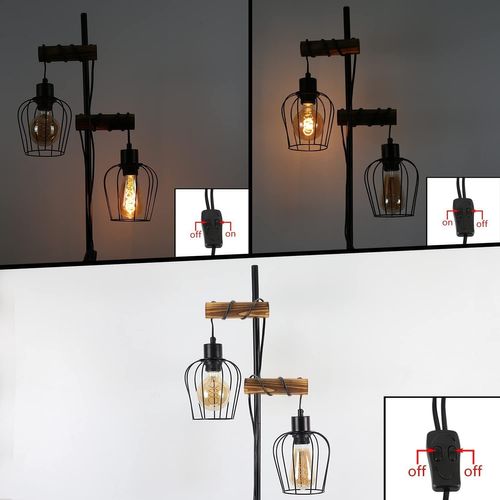 Lampadaire Vintage 151cm - 2 Lumières Noir Design Industriel E27 - Pour Salon/chambre