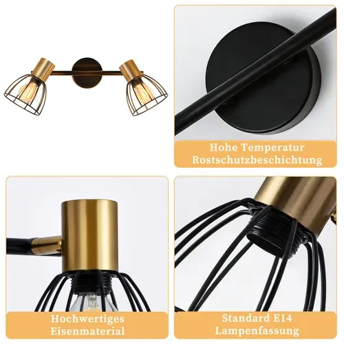 Applique Vintage E14 Orientable 350°  Pour Chambre à Coucher