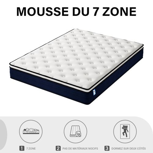 Matelas à Ressorts 140x200 cm 7 zones Fermeté Moyenne, Épaisseur 25 Cm