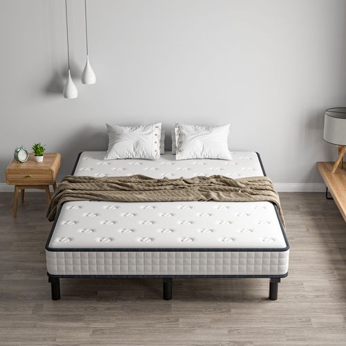 Ensemble Matelas Mousse 140x190 cm Epaisseur 15 cm + Sommier 9 Pieds
