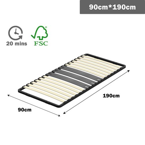 Cadre Lattes 90x190 Cm, 1x15 Lattes Peuplier Naturel