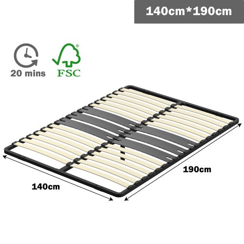 Cadre Lattes 140x190 Cm, 2x15 Lattes Peuplier Naturel