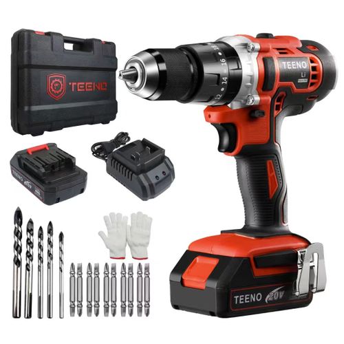 Perceuse-visseuse 20 V, Couple Maximal 45 Nm, Fournie Avec Deux Batteries 2,0 Ah, 20+3 Réglages