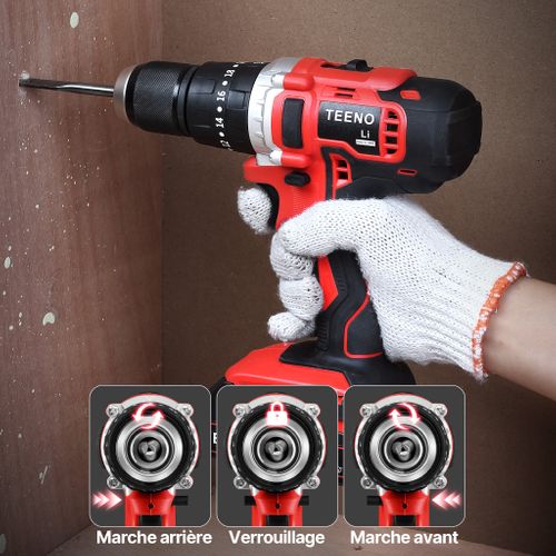 Perceuse-visseuse 20 V, Couple Maximal 45 Nm, Fournie Avec Deux Batteries 2,0 Ah, 20+3 Réglages