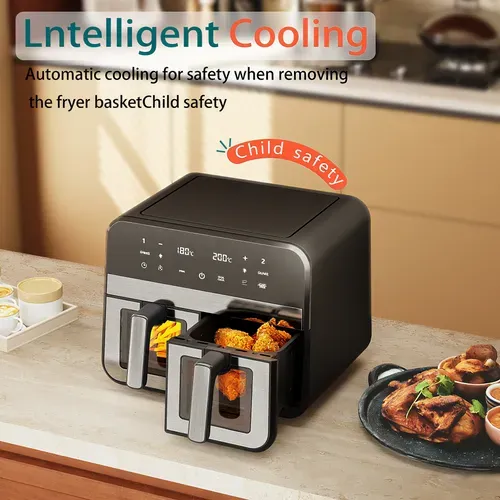 Friteuse Sans Huile 2400w, écran Tactile, Alerte Aux Tremblements, Noir