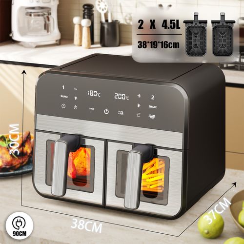 Friteuse Sans Huile 2400w, écran Tactile, Alerte Aux Tremblements, Noir