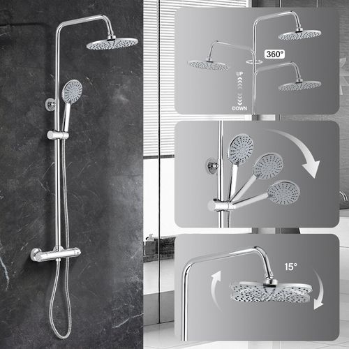 Colonne De Douche Thermostatique, Système De Douche Thermostatique 38°c, Argent