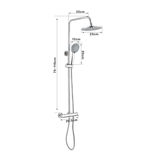 Colonne De Douche Thermostatique, Système De Douche Thermostatique 38°c, Argent