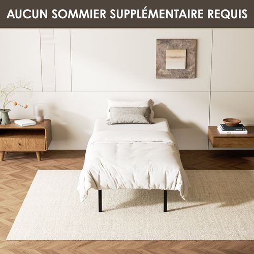 Sommier Cadre à Lattes 90x190 Cm, 14 lattes,  Inclus 6 pieds