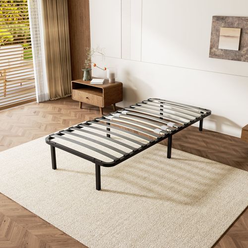Sommier Cadre à Lattes 90x190 Cm, 14 lattes,  Inclus 6 pieds