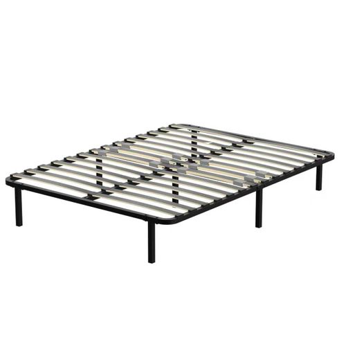 Sommier Cadre à Lattes 140x190 Cm, 2x14 lattes,  Inclus 7 pieds
