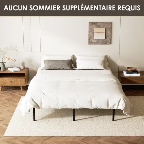 Sommier Cadre à Lattes 160x200 Cm, 2x14 lattes,  Inclus 9 pieds