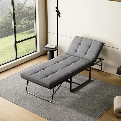 Lit Pliant 76x197 Cm, Canapé-lit 1 Personne Pour Adulte, dossier Réglable Sur 5 Positions
