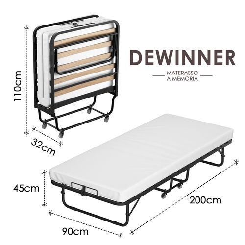 Lit Pliant 90x200 Cm Avec Matelas De 10 Cm