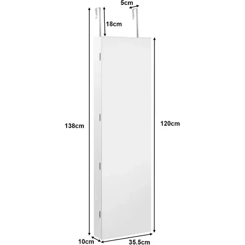 Armoire À Bijoux Mural Armoire Bijoux De Rangement Avec Miroir Et Lumière LED 120 X 36 X 10 Cm