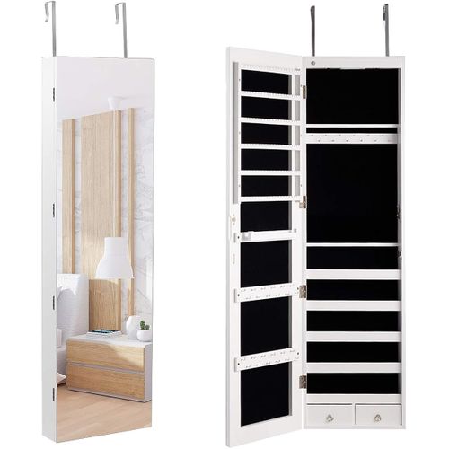 Armoire À Bijoux Mural Armoire Bijoux De Rangement Avec Miroir Et Lumière LED 120 X 36 X 10 Cm