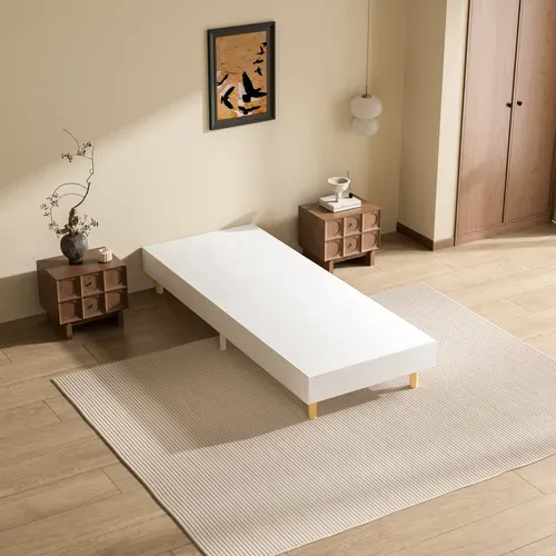 Sommier Tapissier à Lattes 80x200cm en kit Blanc, 6 Pieds